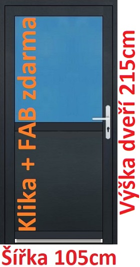 Plastové vchodové dveře sloupkové - Akce! Vchodové plastové dveře Soft 1/2 sklo 105x215 cm - Akce!