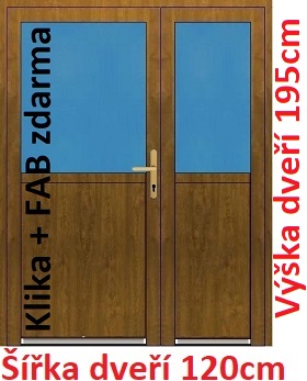 Dvoukřídlé vchodové dveře plastové Soft 1/2 sklo 120x195 cm - Akce!