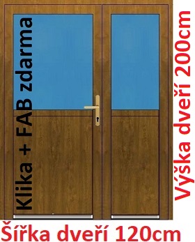 Dvoukřídlé vchodové dveře plastové Soft 1/2 sklo 120x200 cm - Akce!