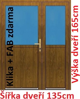 Vchodov dvere - Akce! Dvojkrdlov vchodov dvere plastov Soft 1/2 sklo 135x165 cm - Akce!