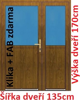 Vchodov dvere - Akce! Dvojkrdlov vchodov dvere plastov Soft 1/2 sklo 135x170 cm - Akce!