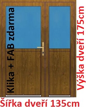 Vchodov dvere - Akce! Dvojkrdlov vchodov dvere plastov Soft 1/2 sklo 135x175 cm - Akce!