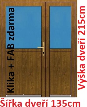 Dvojkrdlov vchodov dvere 1/2 sklo Akce! - ka 135cm Dvojkrdlov vchodov dvere plastov Soft 1/2 sklo 135x215 cm - Akce!