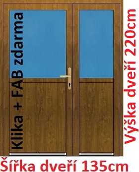 Vchodov dvere - Akce! Dvojkrdlov vchodov dvere plastov Soft 1/2 sklo 135x220 cm - Akce!