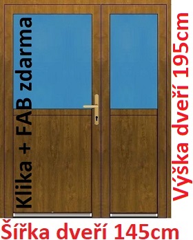 Dvoukřídlé vchodové dveře plastové Soft 1/2 sklo 145x195 cm - Akce!