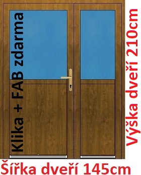 Dvoukřídlé vchodové dveře plastové Soft 1/2 sklo 145x210 cm - Akce!