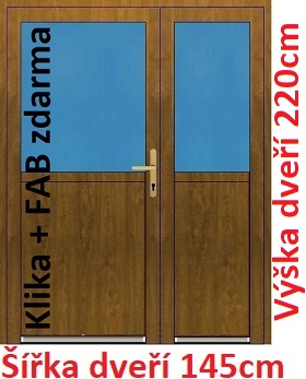 Dvoukřídlé vchodové dveře plastové Soft 1/2 sklo 145x220 cm - Akce!
