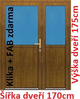 Dvoukřídlé vchodové dveře plastové Soft 1/2 sklo 170x175 cm - Akce!