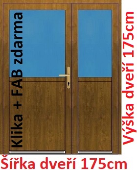 Dvoukřídlé vchodové dveře plastové Soft 1/2 sklo 175x175 cm - Akce!
