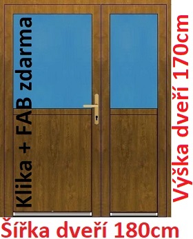 Dvoukřídlé vchodové dveře 1/2 sklo Akce! - šířka 180cm Dvoukřídlé vchodové dveře plastové Soft 1/2 sklo 180x170 cm - Akce!