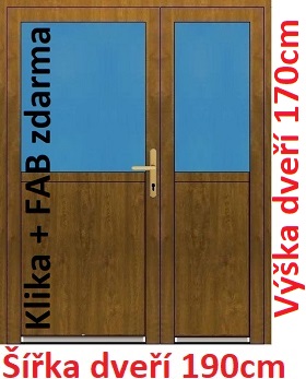Dvoukřídlé vchodové dveře plastové Soft 1/2 sklo 190x170 cm - Akce!