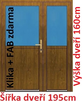 Dvoukřídlé vchodové dveře plastové Soft 1/2 sklo 195x160 cm - Akce!