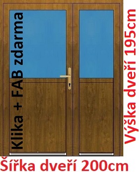 Dvoukřídlé vchodové dveře plastové Soft 1/2 sklo 200x195 cm - Akce!
