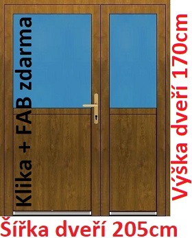 Dvoukřídlé vchodové dveře plastové Soft 1/2 sklo 205x170 cm - Akce!