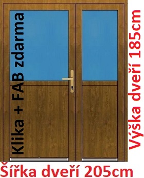 Dvoukřídlé vchodové dveře plastové Soft 1/2 sklo 205x185 cm - Akce!