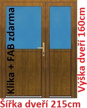 Vchodov dvere - Akce! Dvojkrdlov vchodov dvere plastov Soft 1/2 sklo 215x160 cm - Akce!