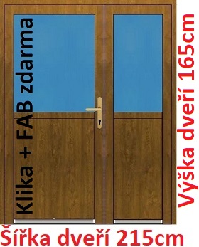 Vchodov dvere - Akce! Dvojkrdlov vchodov dvere plastov Soft 1/2 sklo 215x165 cm - Akce!