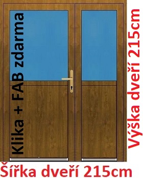 Vchodov dvere - Akce! Dvojkrdlov vchodov dvere plastov Soft 1/2 sklo 215x215 cm - Akce!