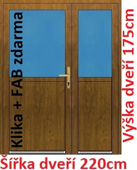 Dvoukřídlé vchodové dveře 1/2 sklo Akce! - šířka 220cm Dvoukřídlé vchodové dveře plastové Soft 1/2 sklo 220x175 cm - Akce!