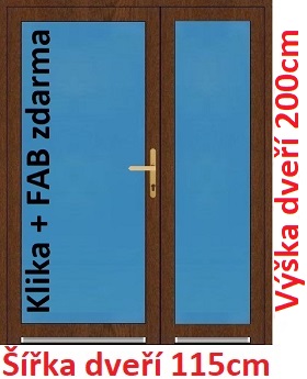 Dvoukřídlé vchodové dveře plastové Soft 3/3 sklo 115x200 cm - Akce!