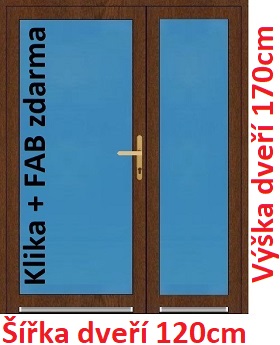 Dvoukřídlé vchodové dveře plastové Soft 3/3 sklo 120x170 cm - Akce!