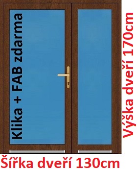 Dvoukřídlé vchodové dveře plastové Soft 3/3 sklo 130x170 cm - Akce!