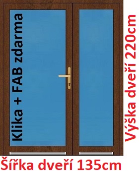 Dvoukřídlé vchodové dveře plastové Soft 3/3 sklo 135x220 cm - Akce!