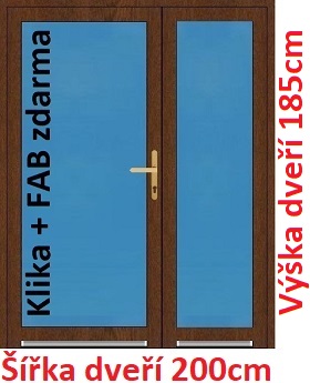 Dvoukřídlé vchodové dveře plastové Soft 3/3 sklo 200x185 cm - Akce!