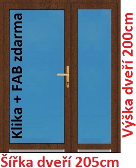 Dvoukřídlé vchodové dveře plastové Soft 3/3 sklo 205x200 cm - Akce!