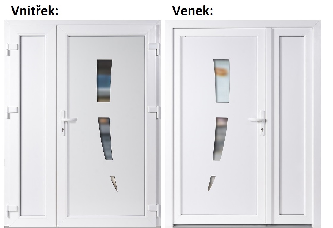 Dvojkrdlov vchodove dvere plastov Soft 123+Panel Pln, Biela/Biela, 130x200 cm, prav