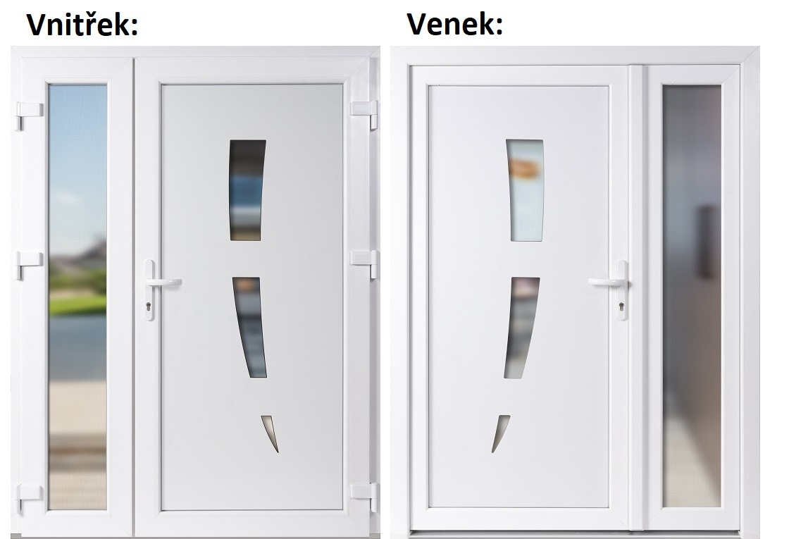 Dvojkrdlov vchodov dvere plastov Soft 123+Sklo Nisip, Biela/Biela, 130x200 cm, prav