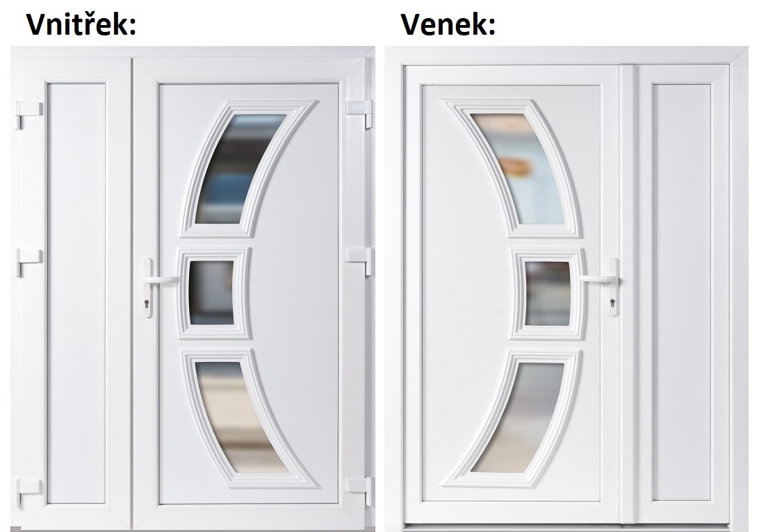 Dvojkrdlov vchodove dvere plastov Soft 3D 5901+Panel Pln, Biela/Biela, 150x200 cm, prav
