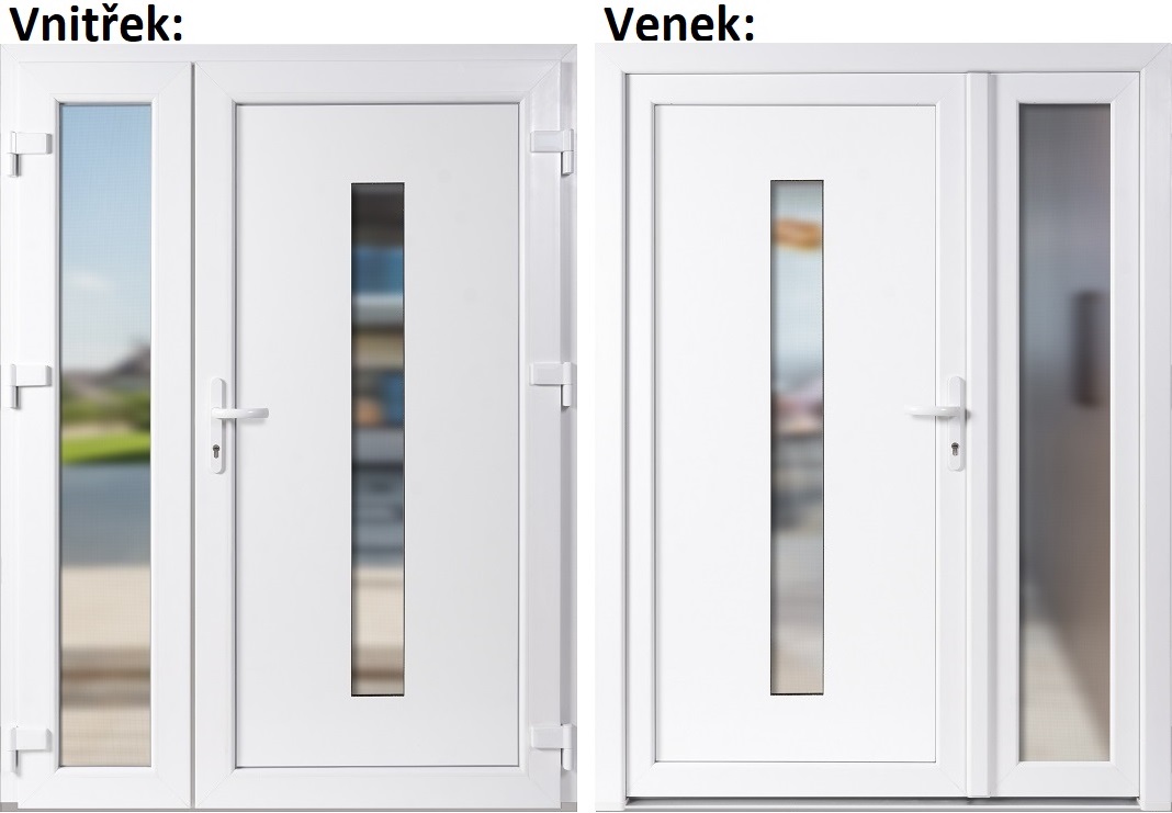 Dvojkrdlov vchodov dvere plastov Soft Hana+Sklo Nisip, Biela/Biela, 130x200 cm, prav