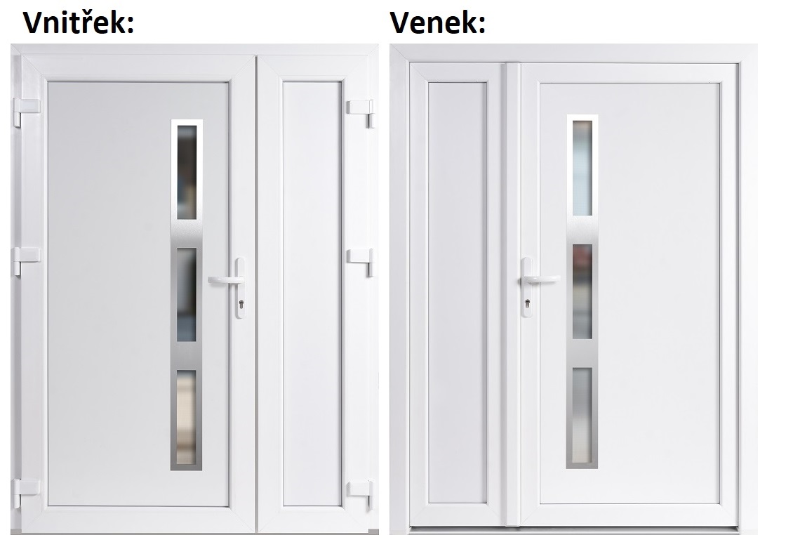 Dvoukdl vchodov dvee plastov Soft Venus Inox+Panel Pln, Bl/bl, 130x200 cm, lev