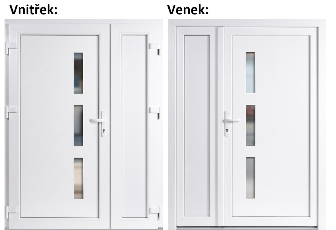 Dvojkrdlov vchodove dvere plastov Soft Venus+Panel Pln, Biela/Biela, 130x200 cm, av