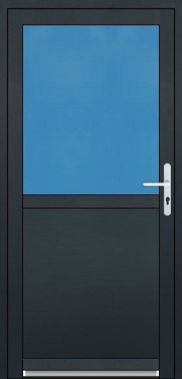 Hliníkové vchodové dveře INOX Hliníkové vchodové dveře SOFT 1/2 sklo
