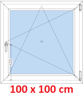 Jednokrdlov Plastov okno 100x100 cm, otevrav a sklopn, Soft