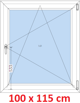Plastov okna OS SOFT ka 95 a 100cm x vka 115-165cm  Plastov okno 100x115 cm, otevrav a sklopn, Soft