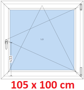 Jednokrdlov Plastov okno 105x100 cm, otevrav a sklopn, Soft
