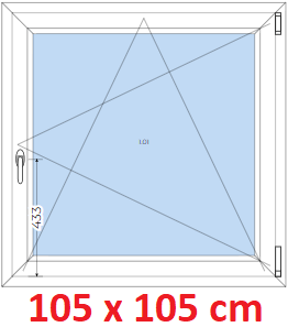 Jednokrdlov Plastov okno 105x105 cm, otevrav a sklopn, Soft
