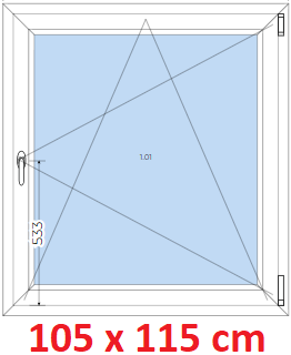 Jednokrdlov Plastov okno 105x115 cm, otevrav a sklopn, Soft