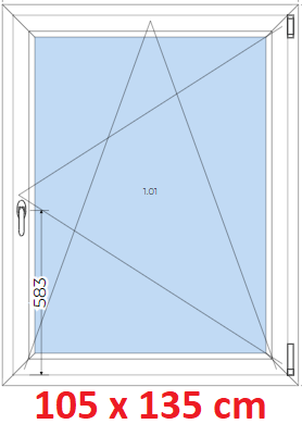 Plastov okna OS SOFT rka 105 a 110cm x vka 115-165cm Plastov okno 105x135 cm, otevrav a sklopn, Soft