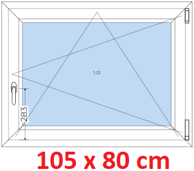 Jednokrdlov Plastov okno 105x80 cm, otevrav a sklopn, Soft