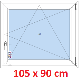 Jednokrdlov Plastov okno 105x90 cm, otevrav a sklopn, Soft