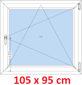 Jednokrdlov Plastov okno 105x95 cm, otevrav a sklopn, Soft