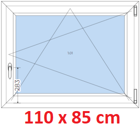 Jednokrdlov Plastov okno 110x85 cm, otevrav a sklopn, Soft