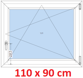 Jednokrdlov Plastov okno 110x90 cm, otevrav a sklopn, Soft