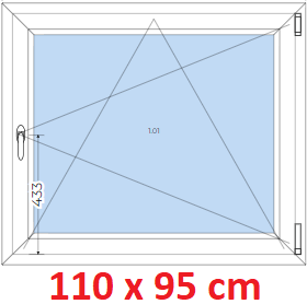 Jednokrdlov Plastov okno 110x95 cm, otevrav a sklopn, Soft