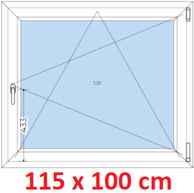 Jednokrdlov Plastov okno 115x100 cm, otevrav a sklopn, Soft