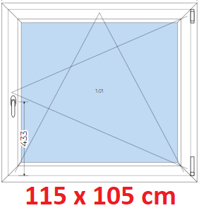 Plastov okna OS SOFT rka 115 a 120cm x vka 55-110cm Plastov okno 115x105 cm, otevrav a sklopn, Soft